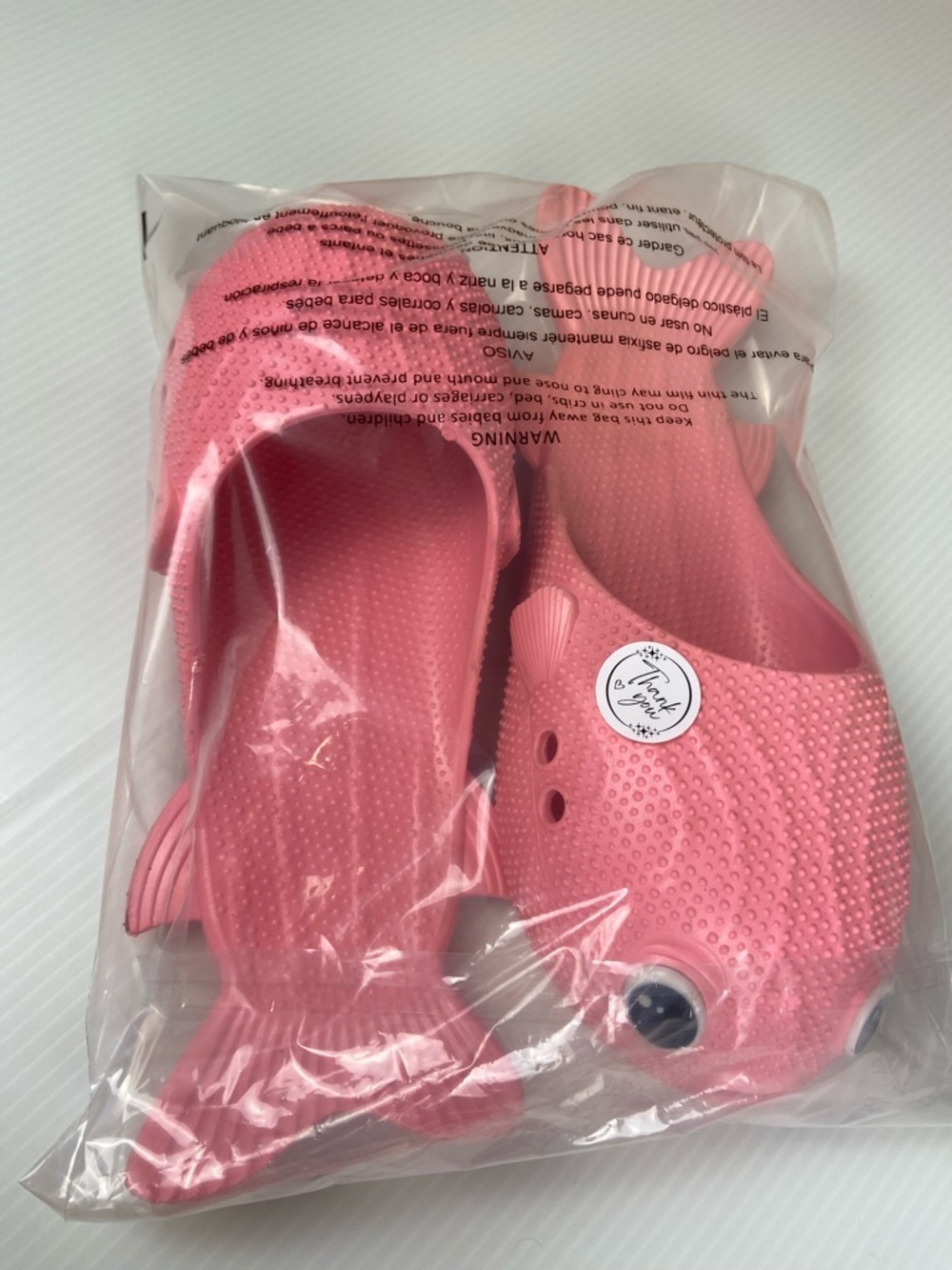 Pink Fish Slides Sandals Women 7-8 Cartoon Shower Pool Beach Slip On EUC - Picture 7 of 7